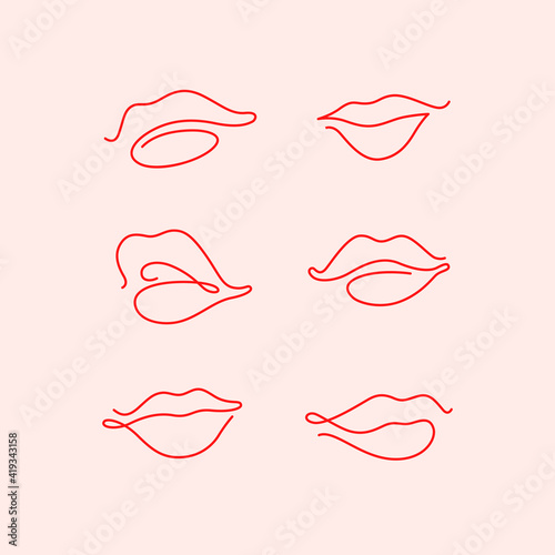 Contour line illustration of lips for  beauty salons, cosmetics.  photo