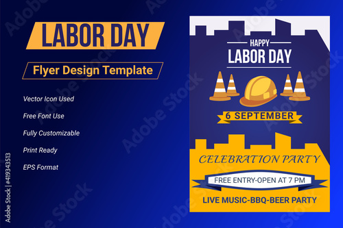 USA Happy Labor Day flyer template, Labor Day banner set,  Labor Day United States of America, Vector illustration.