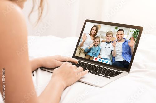 Call to family, congratulations on holiday and relationship connect at home