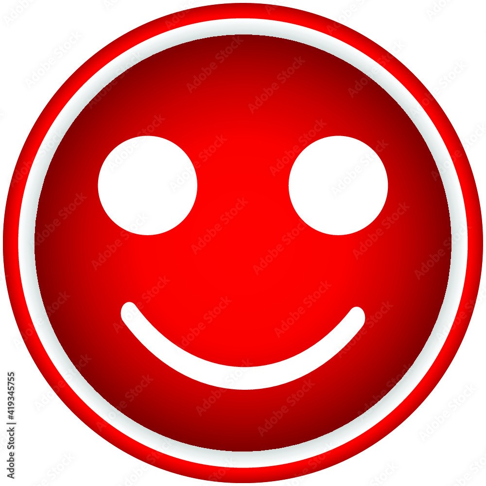 Fototapeta premium Red smile, circle smile icon on white background