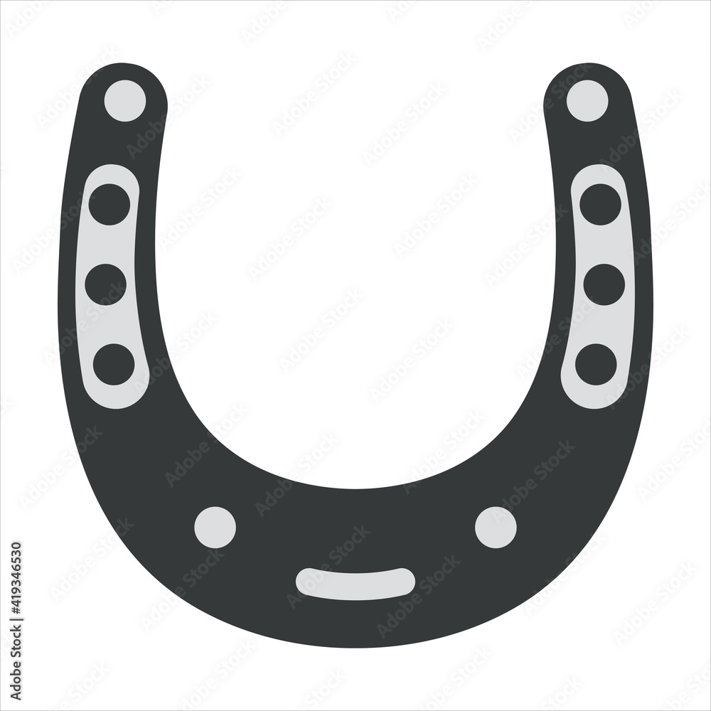 Vector graphics in flat style isolated on white background. Horse horseshoe minimalistic icon symbol of good luck and happiness, guardian from the evil eye illustration hand-drawn. Vector graphics in flat style isolated on white background. Horse horseshoe minimalistic icon symbol of good luck and happiness, guardian from the evil eye illustration hand-drawn.