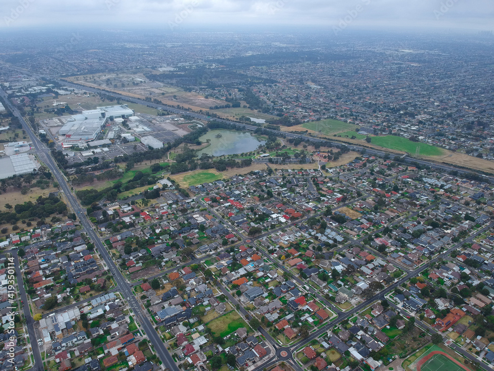 Obraz premium Panoramic aerial view of Suburban Melbourne Victoria Australia