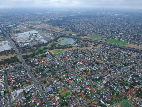 Panoramic aerial view of Suburban Melbourne Victoria Australia © Elias Bitar