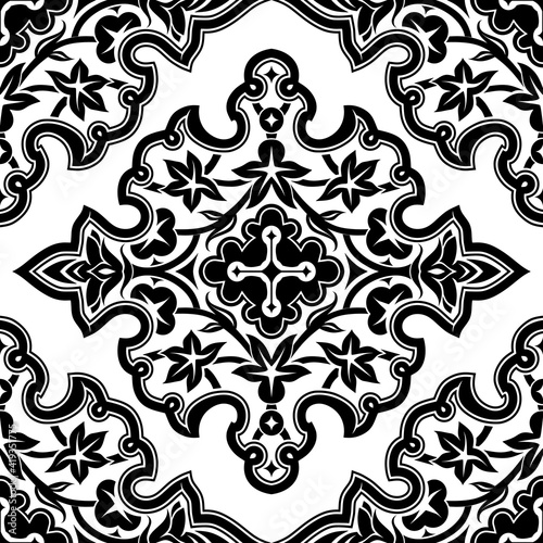 Seamless pattern with oriental Indo-Persian ornament. Vector illustration