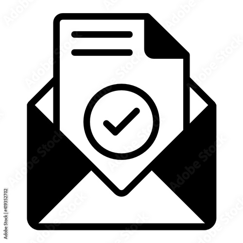 Registered mail Concept Vector Glyph Icon Design, postal service symbol on white background, physically transporting postcards and parcels Sign, Courier and Shipping Services Stock illustration