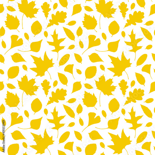 Yellow Leaves Pattern - Seamless Vector Background