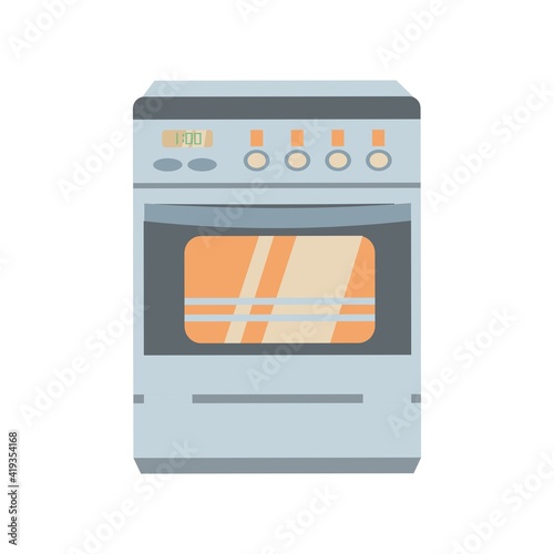 Grey electric oven Flat vector icon Isolated illustration