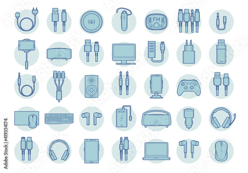 Computers and accessories icons set