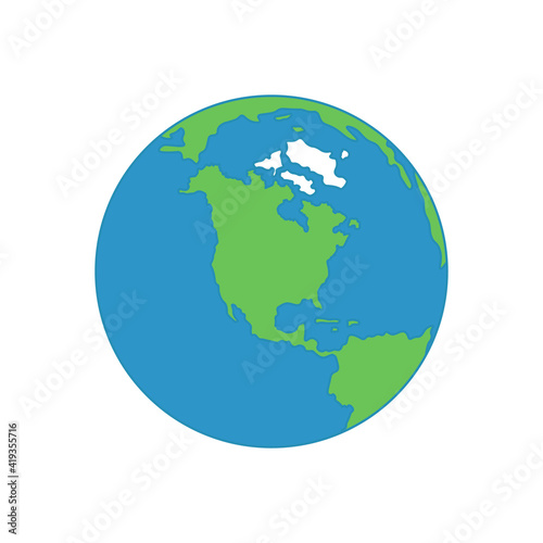 Globe isolated on a white background. Flat planet Earth icon.