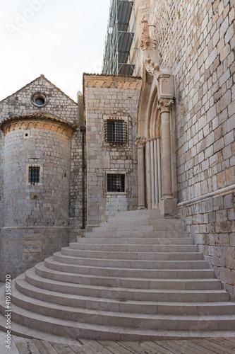 Historic doors and stairs in the Old Town of Dubrovnik. Croatia 