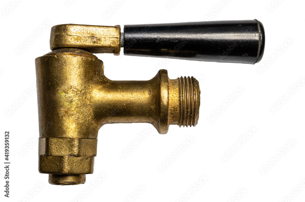 brass plumbing valve isolated on white background