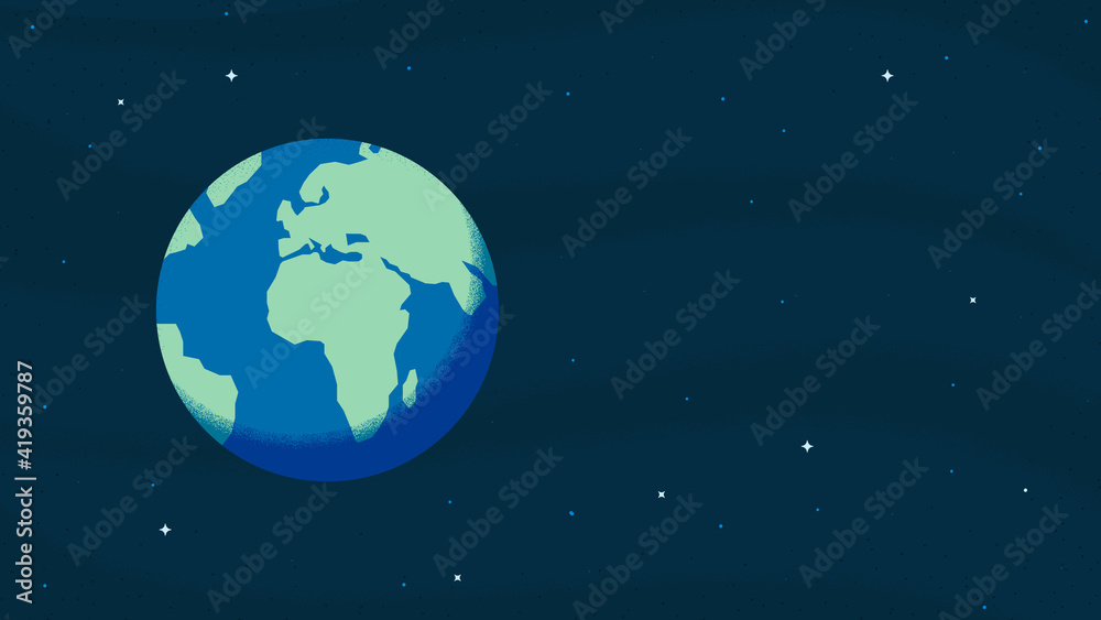 Happy Earth Day. Banner, Poster or Flyer Template. The Earth from Space. Vector Illustration
