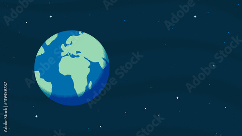 Happy Earth Day. Banner, Poster or Flyer Template. The Earth from Space. Vector Illustration