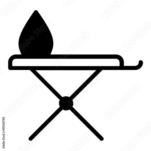Foldable, Adjustable Iron Stand concept vector Glyph Icon Design, Laundry and Dry Cleaning symbols on white background, laundromat business stock illustration