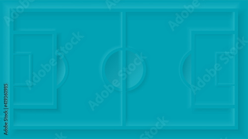 Soccer field template for European football championship in blue. Neumorphic style. Sample, layout. User interface design in the mobile app. Background. Neomorphism. Vector
