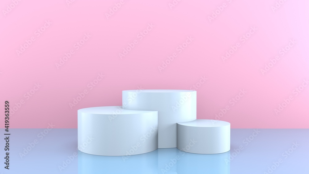 3d round podium background for cosmetic product presentation. Advertising place. Blank product stand background in pastel colors.3d illustration. 3d round podium background for cosmetic product presentation. Advertising place. Blank product stand background in pastel colors.3d illustration.
