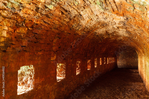 Medieval tunnel in the castle of Pantokratoras, in Preveza town, Epirus region, Greece, Europe photo