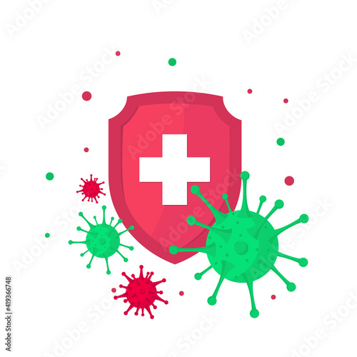 Protect from virus. protect from covid-19 virus or coronavirus concept. fight the virus. defend from virus. avoiding corona viruses - Vector illustration 
