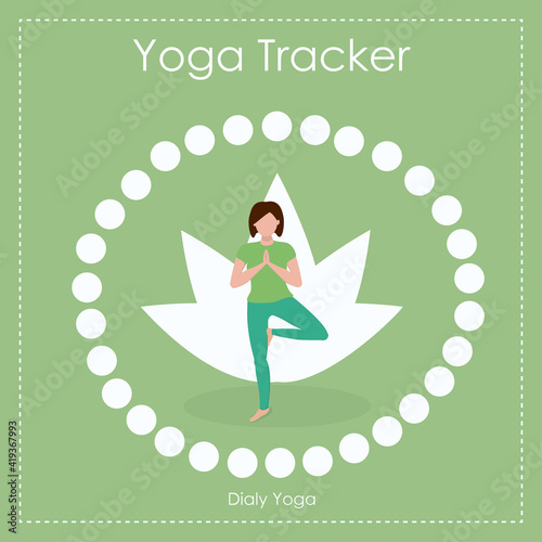 vector illustration of a 30-day yoga challenge. Habit tracker