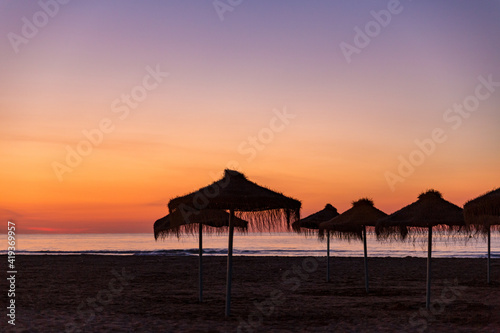 sunrise with beautiful colors at malvarosa beach of the City of valencia, costa blanca, spain © Hans Hansen