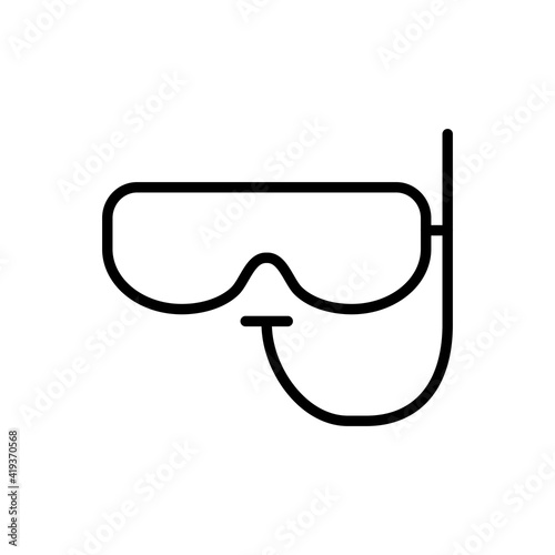 Diving mask outline symbol. Swimming glasses line icon. Vector isolated on white