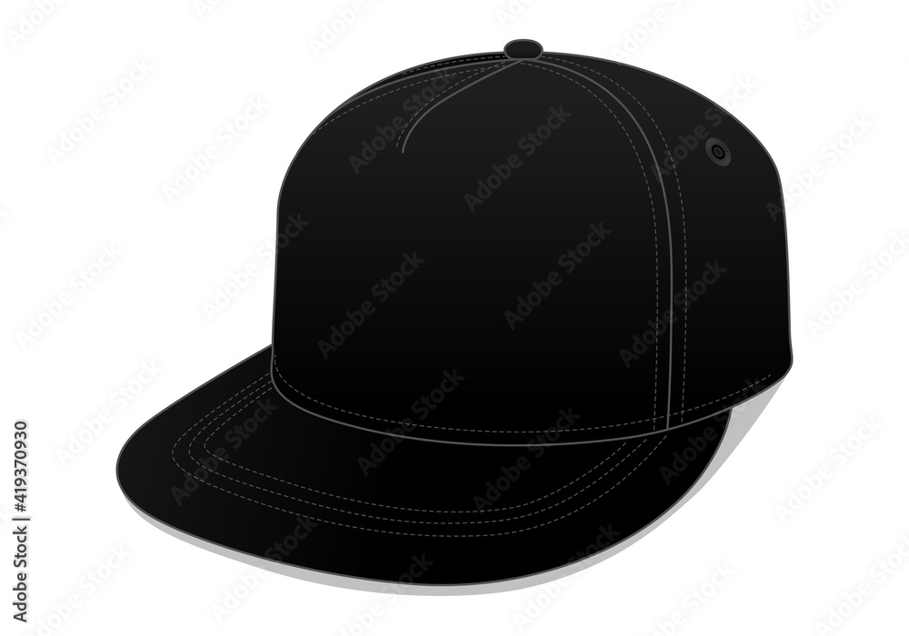 Black 5 Panel Hip Hop Cap Template On White Background, Vector File ...