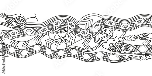 Ancient pictures maya, inca and aztec, ornaments and symbols in old american indian style