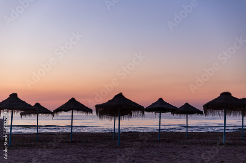 sunrise with beautiful colors at malvarosa beach of the City of valencia  costa blanca  spain