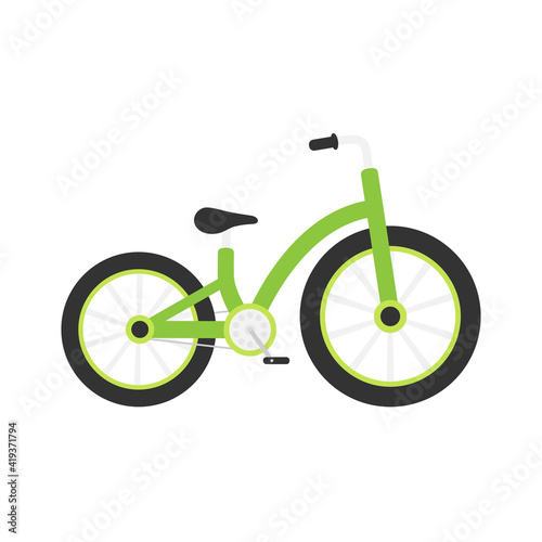 Bike kids icon. Bicycle colorful symbol. Green child bike sign. Vector illustration isolated on white