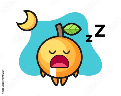 Orange fruit cartoon sleeping at night
