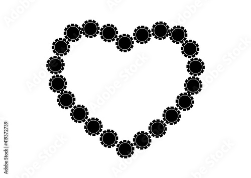 Steampunk Heart. Black White Image of Mechanical Gear Heart. Simple Image of a Gear Heart. Healthy heart.