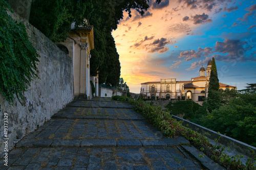 Monselice, Italy - July 13, 2017: View of Villa Dudo and the Church of St. George.