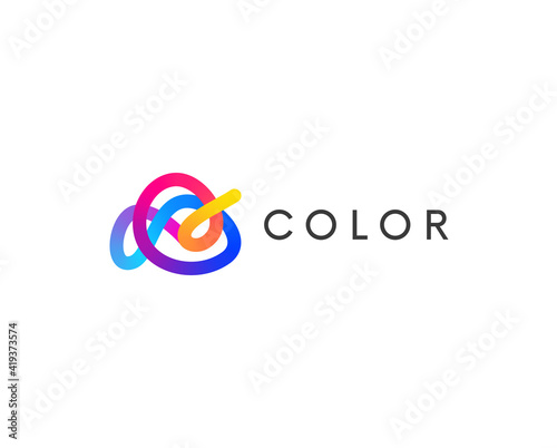 Modern minimal abstract colorful logo shape vector design. Linear logotype abstraction.