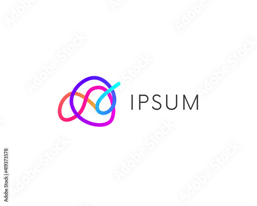Modern minimal abstract colorful logo shape vector design. Linear logotype abstraction.