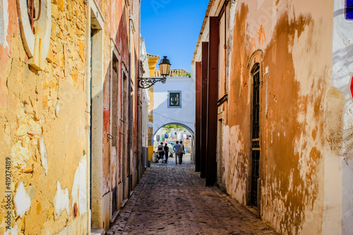 Algarve Capital, Faro old city castle. Street view inside of the old arab castle. 
