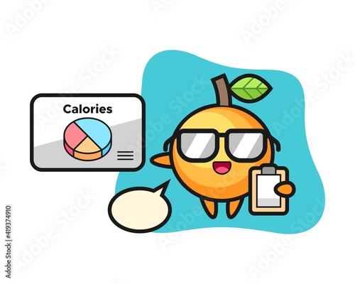 Orange fruit cartoon as a dietitian