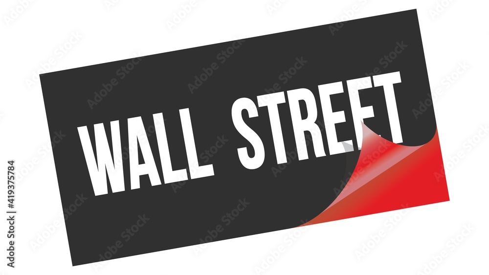 WALL STREET text on black red sticker stamp. WALL STREET text on black red sticker stamp.