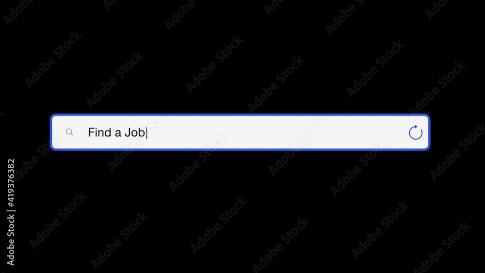 Text Find a Job texted in internet search engine line entry field loop animated video. Problem of unemployment. Alpha chennel Text Find a Job texted in internet search engine line entry field loop animated video. Problem of unemployment. Alpha chennel