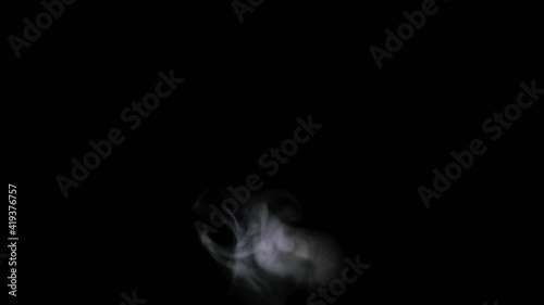 Slow motion of abstract white smoke  black background. Ice smoke cloud. Floating fog.