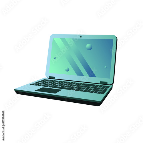 Green laptop computer for website