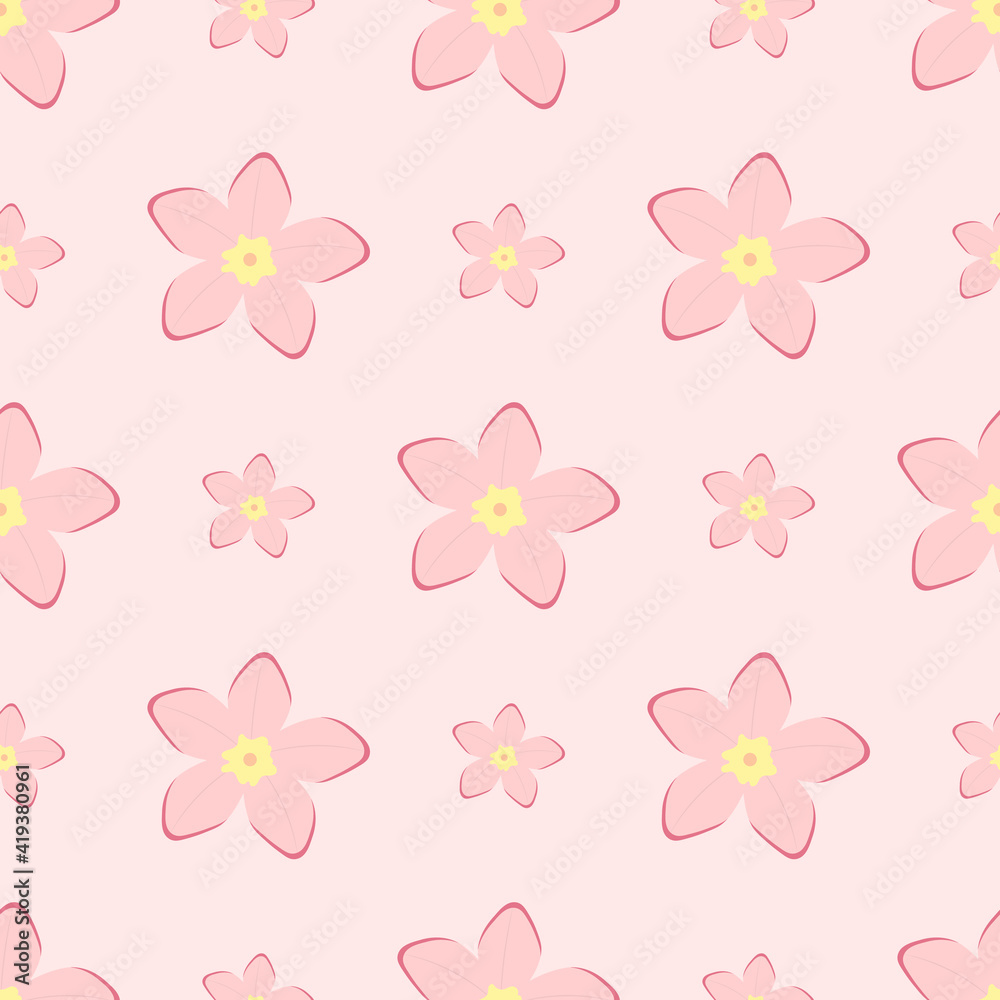 Seamless pattern with tropical plumeria flower. Vector illustration.