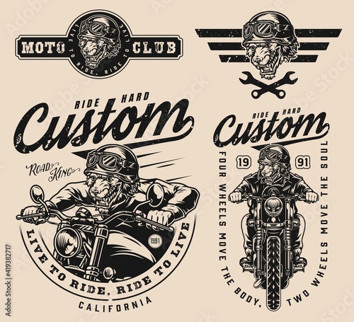 Motorcycle club and repair service labels