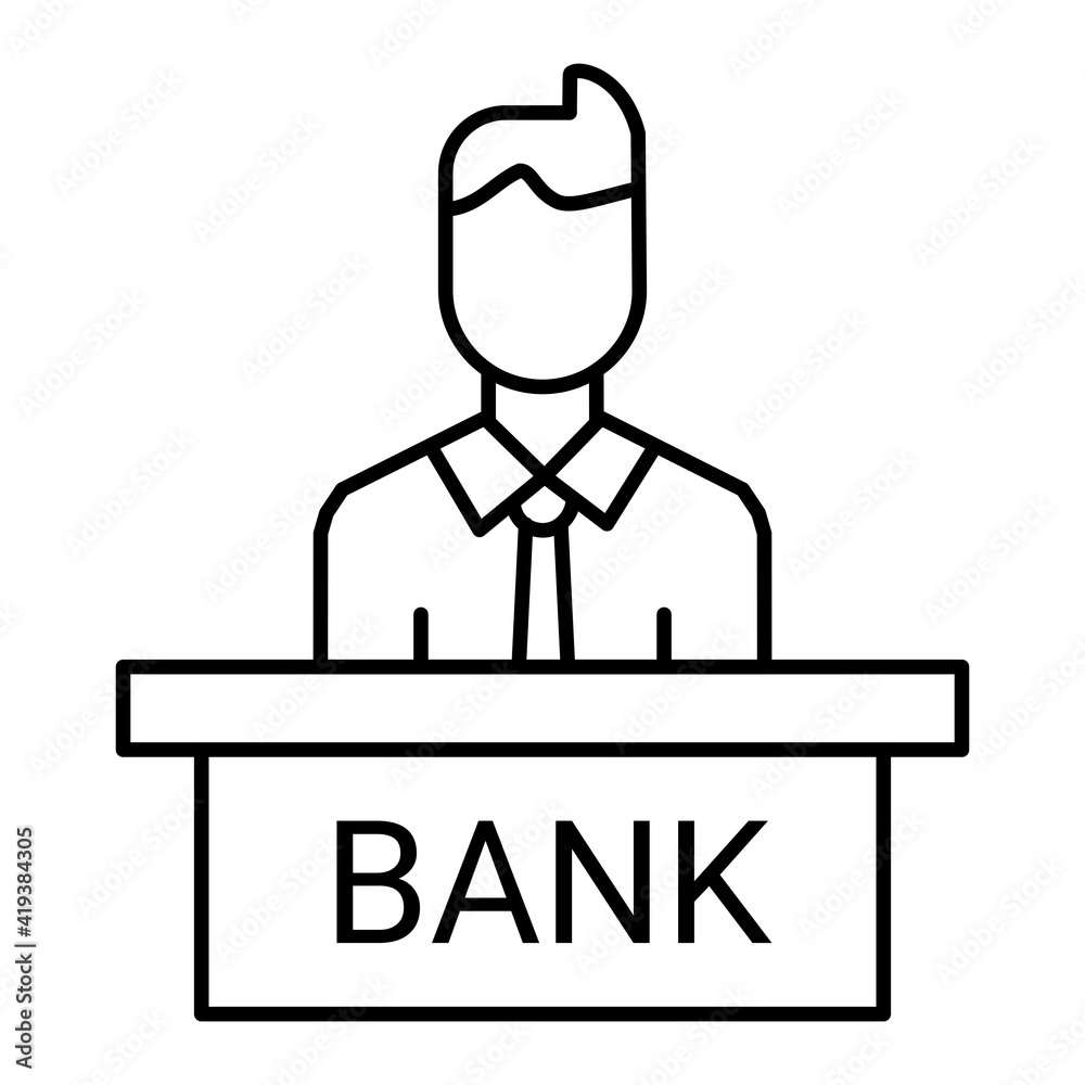 Vector Banker Outline Icon Design Vector Banker Outline Icon Design