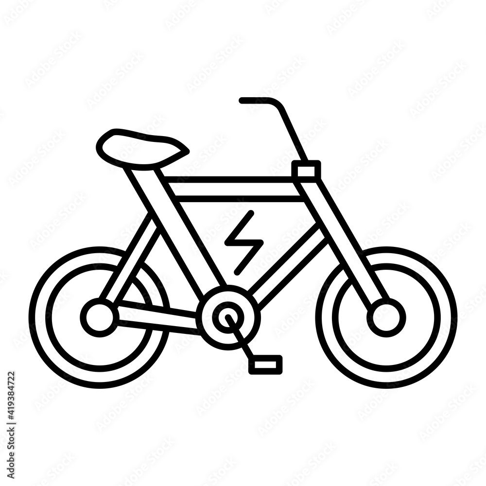 Vector Electric Bicycle Outline Icon Design Vector Electric Bicycle Outline Icon Design