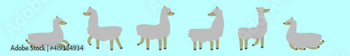 set of llama cartoon icon design template with various models. vector illustration isolated on blue background