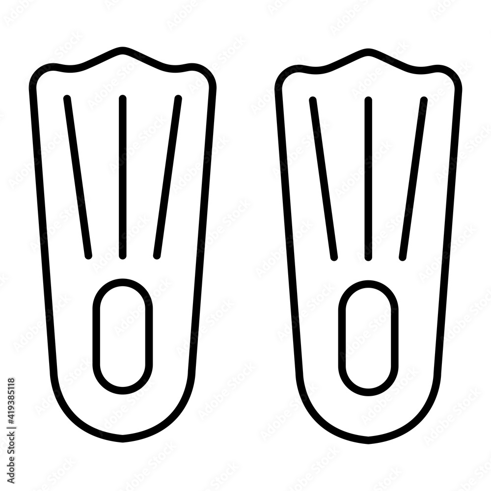 Vector Flippers Outline Icon Design Vector Flippers Outline Icon Design