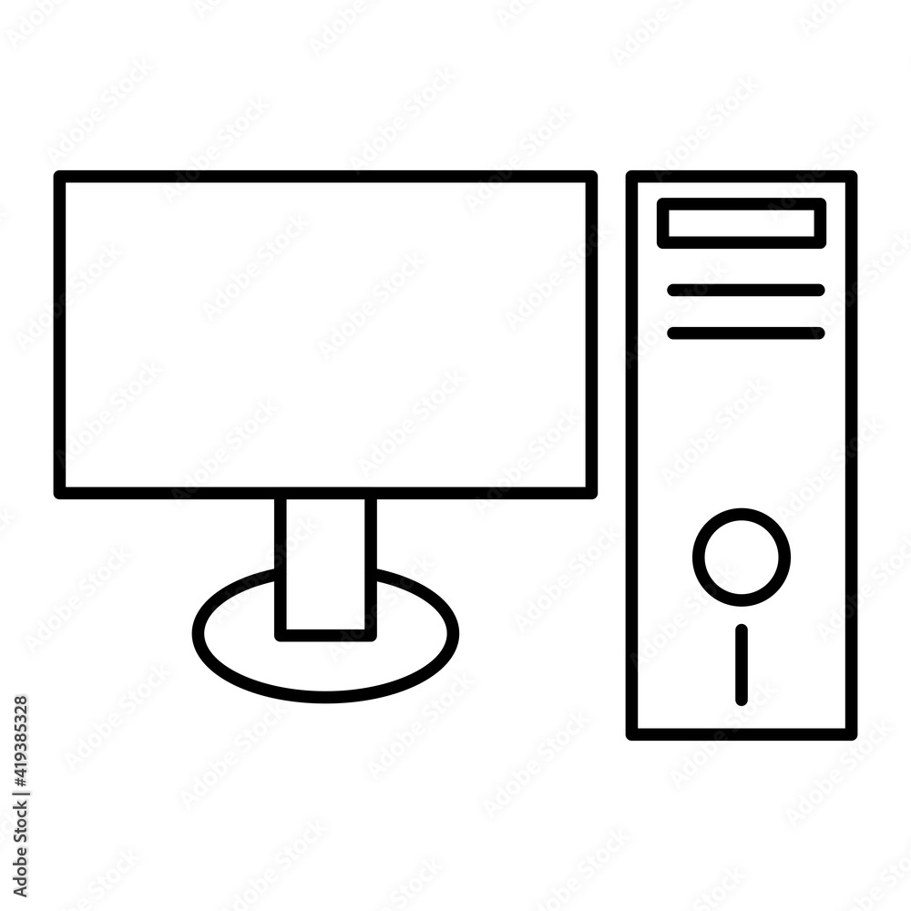 Vector Computer Outline Icon Design Vector Computer Outline Icon Design