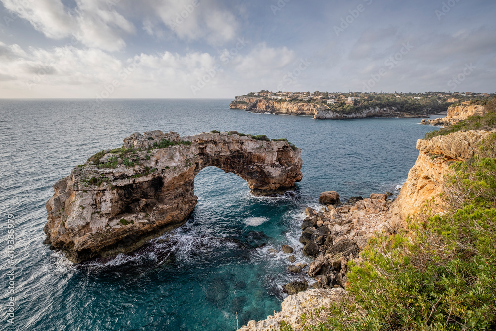 Es Pontas, puente natural de roca, Santanyi, Mallorca, Balearic Islands, Spain