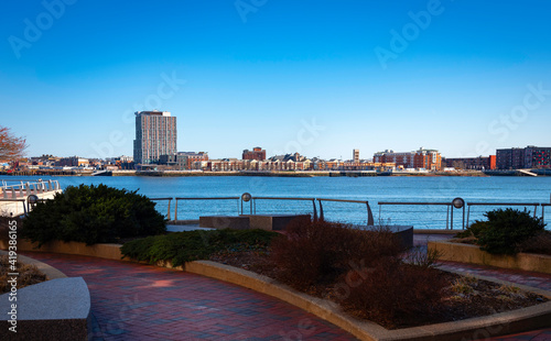 Peaceful Boston Cityscape over the Mystic River in Boston, Massachusetts © Naya Na