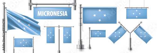 Vector set of the national flag of Federated States Micronesia